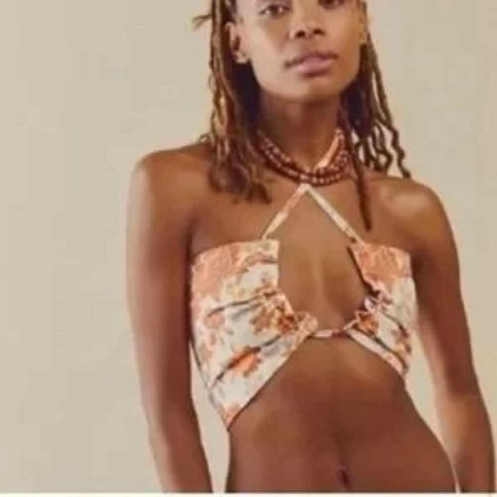 FREE PEOPLE Summer Of Love TOP Bandeau CONVERTIBLE TOP NATURAL ORANGE S - Picture 2 of 16